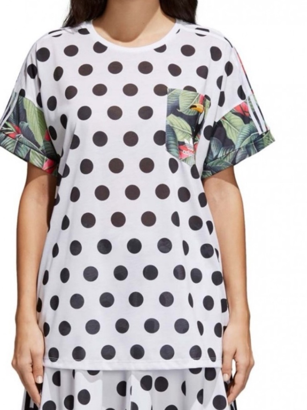 Adidas x Farm Rio Polka Dot & Tropical Pocket Reversible Tee White/Green
